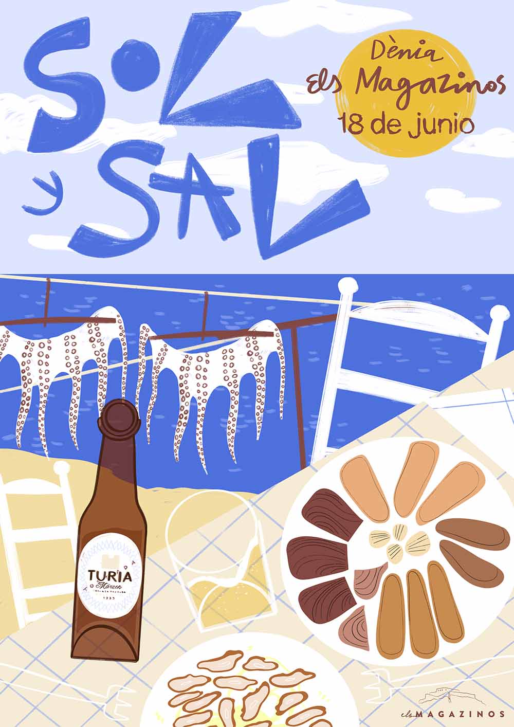 Cartel Sol y Sal. Salazones-atún-pescado seco Els Magazinos Denia-2a