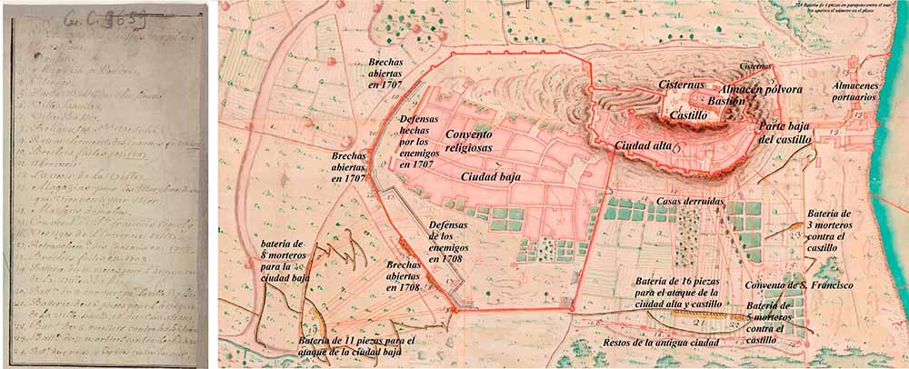 Mapa Dénia asedio de 1708